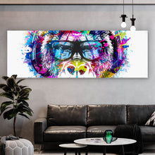 Lade das Bild in den Galerie-Viewer, Spannrahmenbild Pop Art Affe mit Kopfhörer Panorama