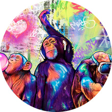 Lade das Bild in den Galerie-Viewer, Aluminiumbild Pop Art Affen Kreis