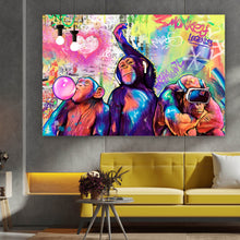Lade das Bild in den Galerie-Viewer, Leinwandbild Pop Art Affen Querformat