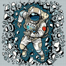 Lade das Bild in den Galerie-Viewer, Aluminiumbild gebürstet Pop Art Astronaut Quadrat