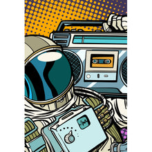 Lade das Bild in den Galerie-Viewer, Poster Pop Art Astronaut mit Musikbox Hochformat