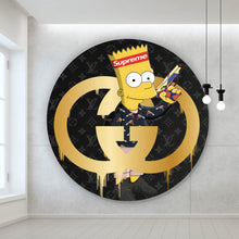 Lade das Bild in den Galerie-Viewer, Aluminiumbild gebürstet Pop Art Bart Supreme Kreis