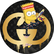 Lade das Bild in den Galerie-Viewer, Aluminiumbild gebürstet Pop Art Bart Supreme Kreis