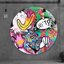 Lade das Bild in den Galerie-Viewer, Aluminiumbild gebürstet Pop Art Dagobert NFT Kreis