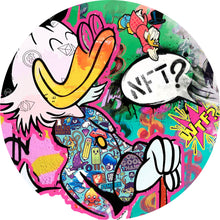 Lade das Bild in den Galerie-Viewer, Aluminiumbild gebürstet Pop Art Dagobert NFT Kreis