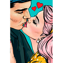 Lade das Bild in den Galerie-Viewer, Aluminiumbild Pop Art Kissing Couple Hochformat