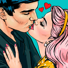 Lade das Bild in den Galerie-Viewer, Leinwandbild Pop Art Kissing Couple Quadrat