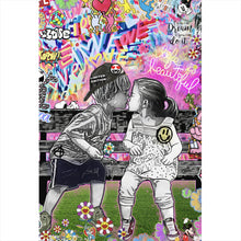 Lade das Bild in den Galerie-Viewer, Spannrahmenbild Pop Art Kissing Kids Hochformat
