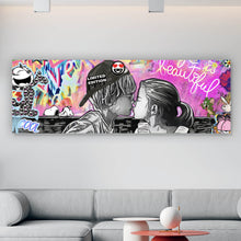 Lade das Bild in den Galerie-Viewer, Acrylglasbild Pop Art Kissing Kids Panorama