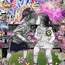 Lade das Bild in den Galerie-Viewer, Aluminiumbild Pop Art Kissing Kids Quadrat