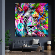 Lade das Bild in den Galerie-Viewer, Spannrahmenbild Pop Art Löwe Quadrat