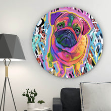 Lade das Bild in den Galerie-Viewer, Aluminiumbild gebürstet Pop Art Mops Kreis