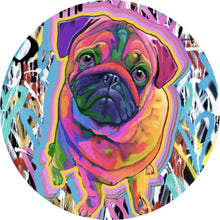 Lade das Bild in den Galerie-Viewer, Aluminiumbild gebürstet Pop Art Mops Kreis