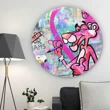 Lade das Bild in den Galerie-Viewer, Aluminiumbild gebürstet Pop Art Panther Herz Kreis