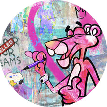 Lade das Bild in den Galerie-Viewer, Aluminiumbild gebürstet Pop Art Panther Herz Kreis