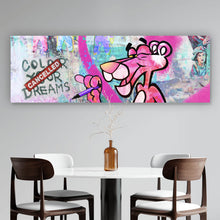 Lade das Bild in den Galerie-Viewer, Aluminiumbild gebürstet Pop Art Panther Herz Panorama