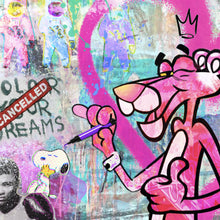 Lade das Bild in den Galerie-Viewer, Leinwandbild Pop Art Panther Herz Quadrat