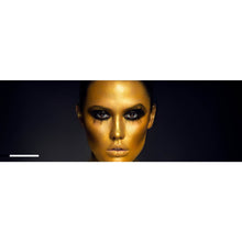 Lade das Bild in den Galerie-Viewer, Leinwandbild Portrait einer Frau Schwarz Gold Panorama