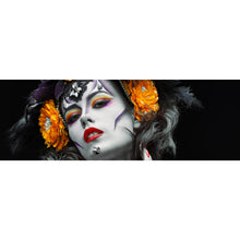 Lade das Bild in den Galerie-Viewer, Leinwandbild La Catrina mit orangenen Blumen Panorama