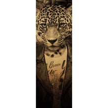 Lade das Bild in den Galerie-Viewer, Leinwandbild Portrait mit Leopardenkopf Grunge Panorama Hoch