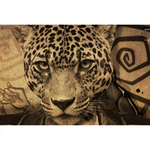 Lade das Bild in den Galerie-Viewer, Acrylglasbild Portrait mit Leopardenkopf Grunge Querformat