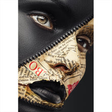Lade das Bild in den Galerie-Viewer, Acrylglasbild Portrait mit Zeitungs Make-up Hochformat