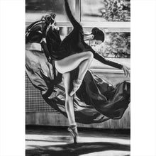 Lade das Bild in den Galerie-Viewer, Aluminiumbild gebürstet Prima Ballerina Vintage Zeichenstil Hochformat