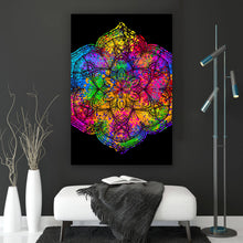 Lade das Bild in den Galerie-Viewer, Aluminiumbild gebürstet Psychedelisches Mandala Hochformat