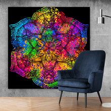 Lade das Bild in den Galerie-Viewer, Leinwandbild Psychedelisches Mandala Quadrat