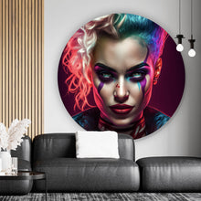 Lade das Bild in den Galerie-Viewer, Aluminiumbild gebürstet Punkiges Bad Girl Kreis