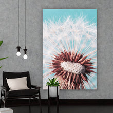 Lade das Bild in den Galerie-Viewer, Spannrahmenbild Pusteblume auf Türkis Hochformat