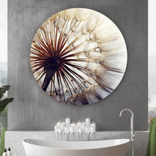 Lade das Bild in den Galerie-Viewer, Aluminiumbild gebürstet Pusteblume Nahaufnahme Kreis