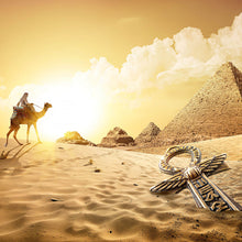 Lade das Bild in den Galerie-Viewer, Aluminiumbild gebürstet Pyramiden in Ägypten Quadrat