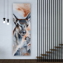 Lade das Bild in den Galerie-Viewer, Leinwandbild Reh im Aquarell Stil Panorama Hoch
