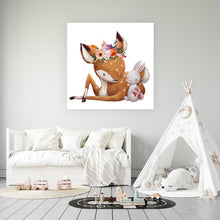 Lade das Bild in den Galerie-Viewer, Poster Reh und Hase Quadrat