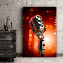 Lade das Bild in den Galerie-Viewer, Aluminiumbild Retro Mikrofon Hochformat