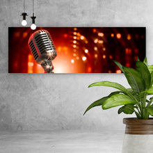 Lade das Bild in den Galerie-Viewer, Spannrahmenbild Retro Mikrofon Panorama