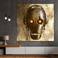 Lade das Bild in den Galerie-Viewer, Leinwandbild Roboterkopf Floral Quadrat