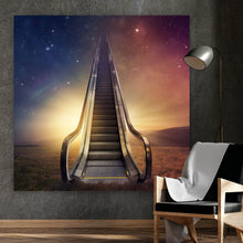 Lade das Bild in den Galerie-Viewer, Aluminiumbild Rolltreppe zum Himmel Quadrat