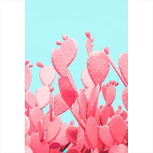 Lade das Bild in den Galerie-Viewer, Leinwandbild Rosa Kakteen auf Türkis Hochformat