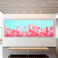 Lade das Bild in den Galerie-Viewer, Poster Rosa Kakteen auf Türkis Panorama