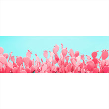 Lade das Bild in den Galerie-Viewer, Aluminiumbild Rosa Kakteen auf Türkis Panorama