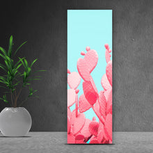 Lade das Bild in den Galerie-Viewer, Spannrahmenbild Rosa Kakteen auf Türkis Panorama Hoch