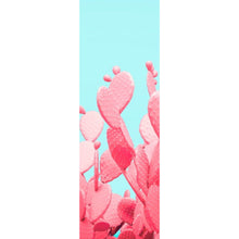 Lade das Bild in den Galerie-Viewer, Aluminiumbild gebürstet Rosa Kakteen auf Türkis Panorama Hoch