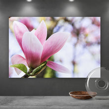 Lade das Bild in den Galerie-Viewer, Aluminiumbild gebürstet Rosa Magnolienblüte Querformat