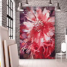 Lade das Bild in den Galerie-Viewer, Acrylglasbild Rote abstrakte Blüte Hochformat