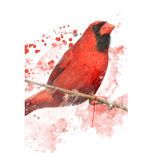 Lade das Bild in den Galerie-Viewer, Leinwandbild Roter Kardinal Vogel Aquarell Hochformat