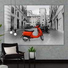 Lade das Bild in den Galerie-Viewer, Leinwandbild Roter Roller in Rom Querformat
