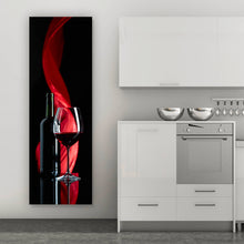 Lade das Bild in den Galerie-Viewer, Leinwandbild Rotweinglas mit Flasche Panorama Hoch