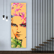 Lade das Bild in den Galerie-Viewer, Leinwandbild Sängerin im Aquarell Stil Panorama Hoch